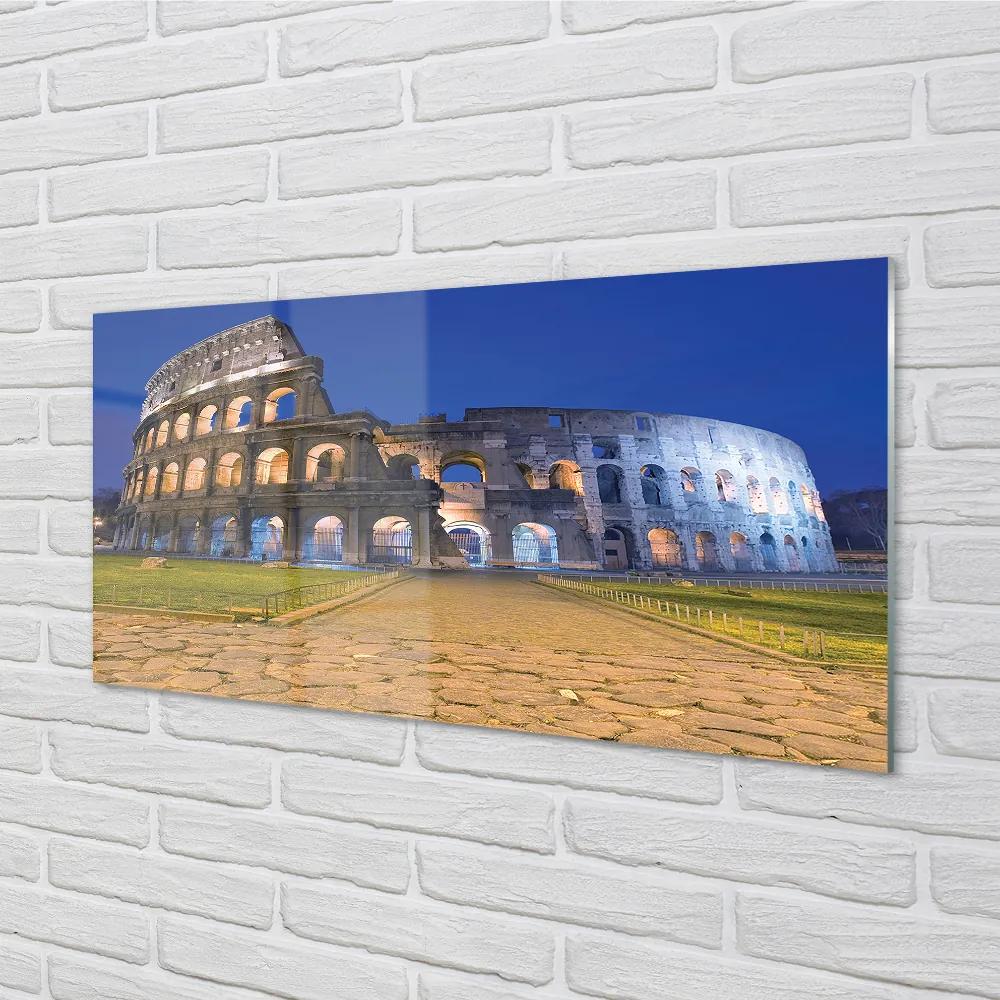 Quadro su vetro acrilico Roma Sunset Colosseum 100x50 cm