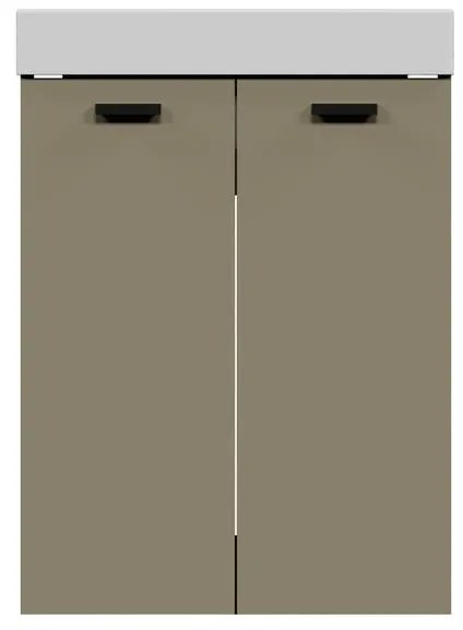 Mobile da bagno sotto lavabo COLAVENE Alaqua beige opaco L 60 x H 76 x P 50 cm 2 ante, lavabo non incluso