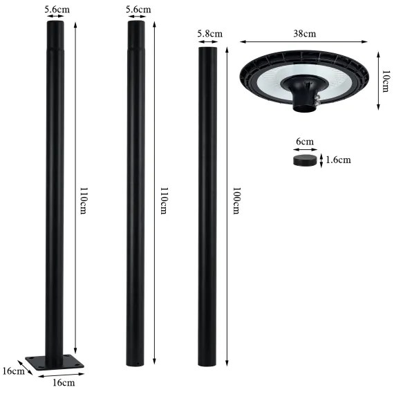 Brilagi - Lampione LED URBANSPARK 60W 230V nero IP65
