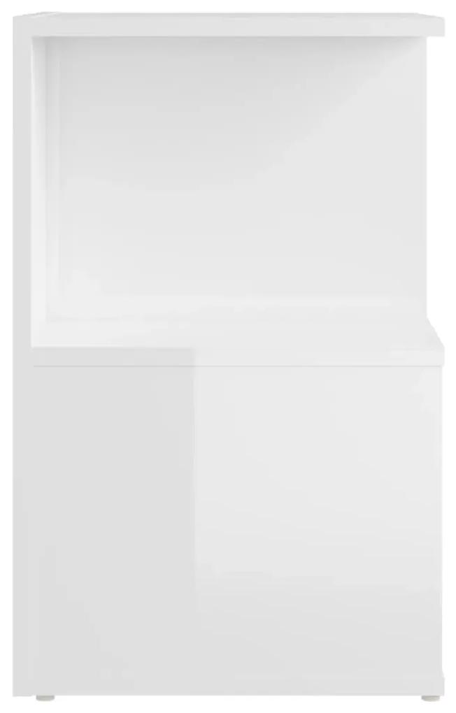 Comodino Bianco Lucido 35x35x55 cm in Legno Multistrato