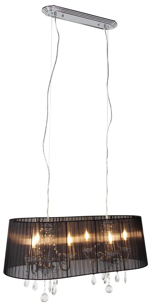 Lampadario cromato con nero 80 cm 6 luci - Ann-Kathrin