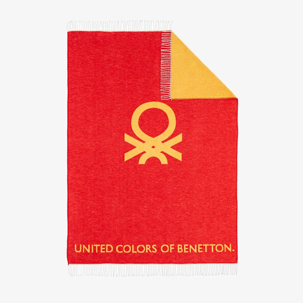 Coperta Benetton LOGO RAINBOW BE Rosso Giallo