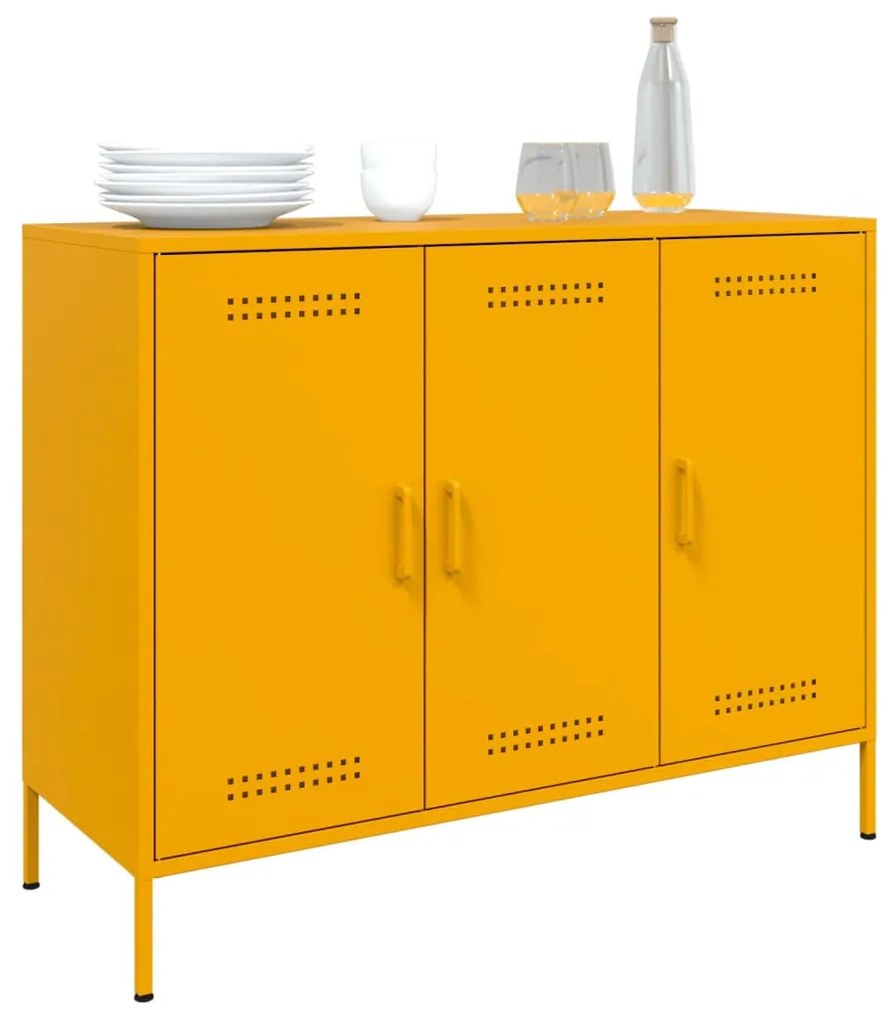 Credenza giallo senape 100,5x39x79 cm acciaio laminato a freddo