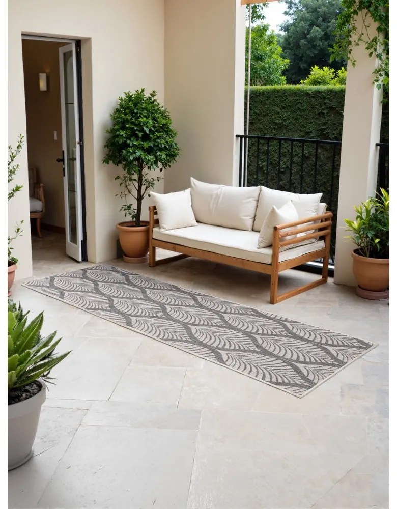 Passatoia da interno ed esterno grigia/avorio 80x250 cm Duet Liora – NORTHRUGS