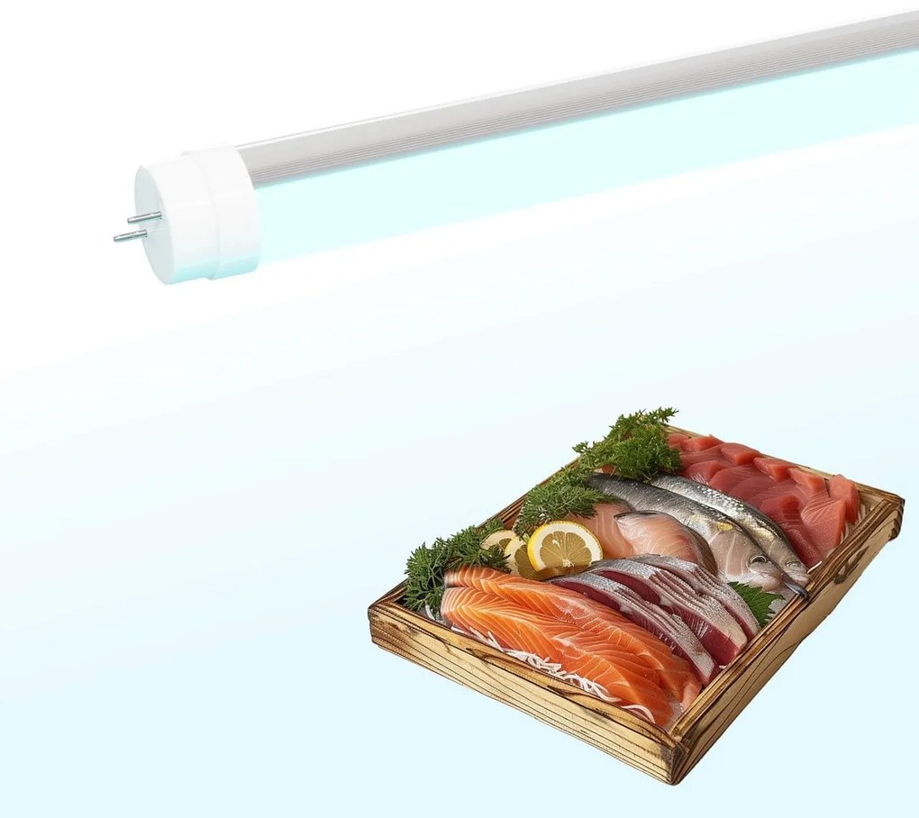 Tubo LED T8 per banchi Ittici 60cm 10W - Banco Pesce Colore Bianco Freddo "Fresh" CRI 90