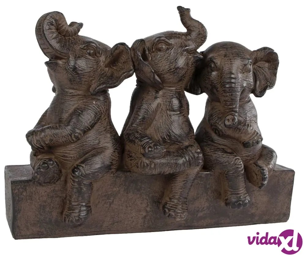 Gifts Amsterdam Scultura Three Elephants Polystone Marrone 25x11x18,5