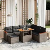 Set Divano da Giardino 8 pz con Cuscini Grigio in Polyrattan 3276056