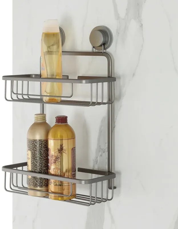 Griglia doccia portaoggetti rettangolare in acciaio canna di fucile doppio fissaggio