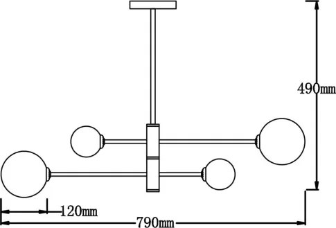 Lampadario su asta DORADO 4xG9/40W/230V nero