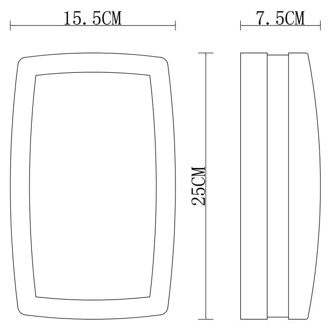 Applique Rettangolare Nera E27, da Parete e Soffitto, IP54 Base E27