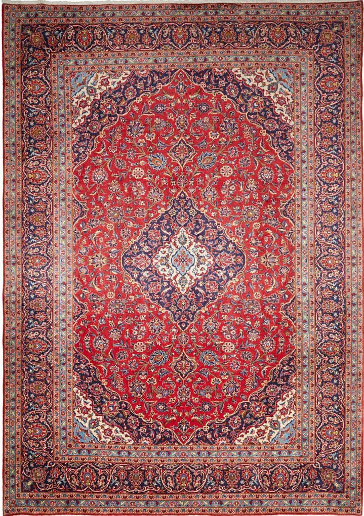 Kashan Tappeto 240x340 Rosso (Iran) Annodato A Mano