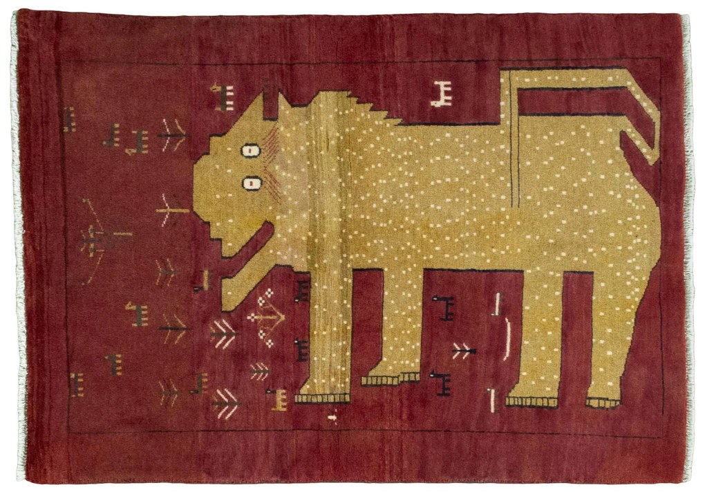 Gabbeh Tappeto 150x100 Rosso (Iran) Annodato A Mano