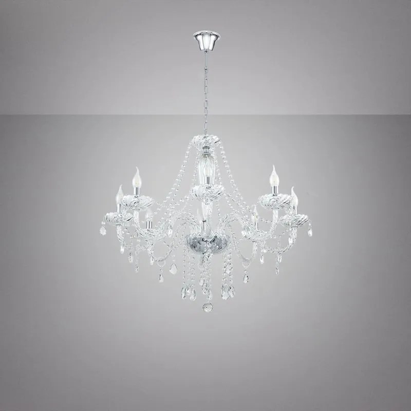 Lampadario Neoclassico Basilano 1 nichel senza paralume 8xE14 Max 40W ø82cm EGLO