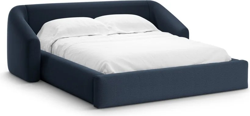 Letto contenitore Campi con testiera in tessuto strutturato – 160x200 cm