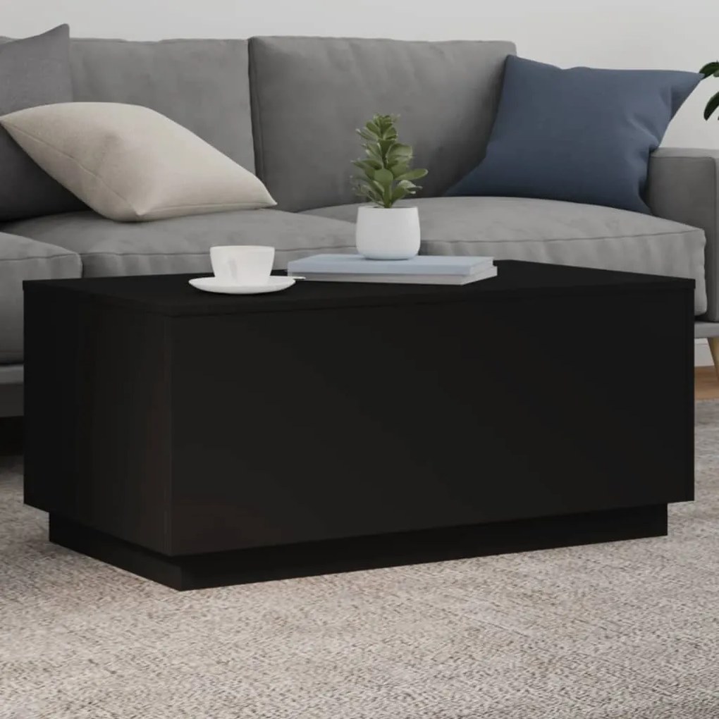 Tavolino Da Soggiorno Con Luci Led Nero 90x50x40 Cm /