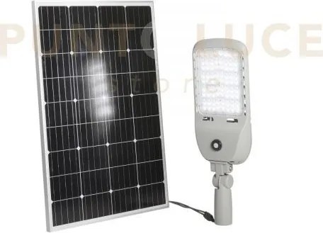 Faro solare stradale led iperion silver 50w 9000lm 4000k pannello s...