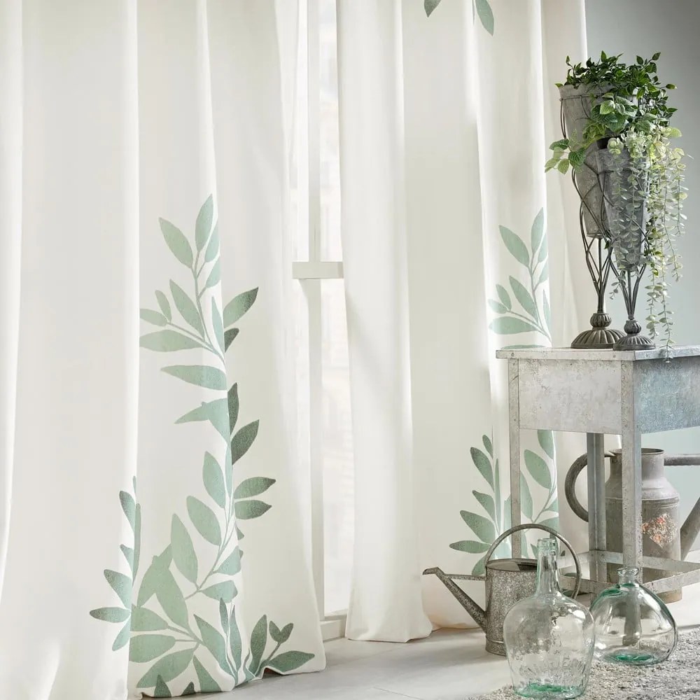 Tenda bianca/verde 140x260 cm Nymphea – douceur d'intérieur