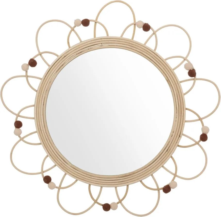 Atmosphera - Specchio da parete per bambini CAMPAIN Ø 38 cm in rattan