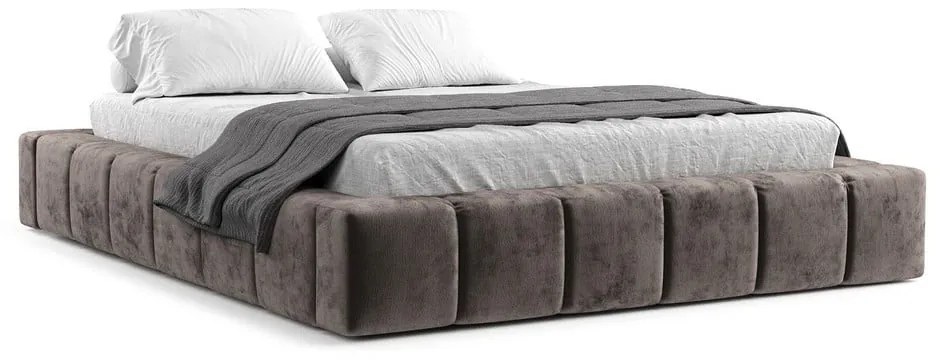 Letto matrimoniale imbottito marrone con spazio contenitivo e rete 200x200 cm Aruba L - Maison de Rêve