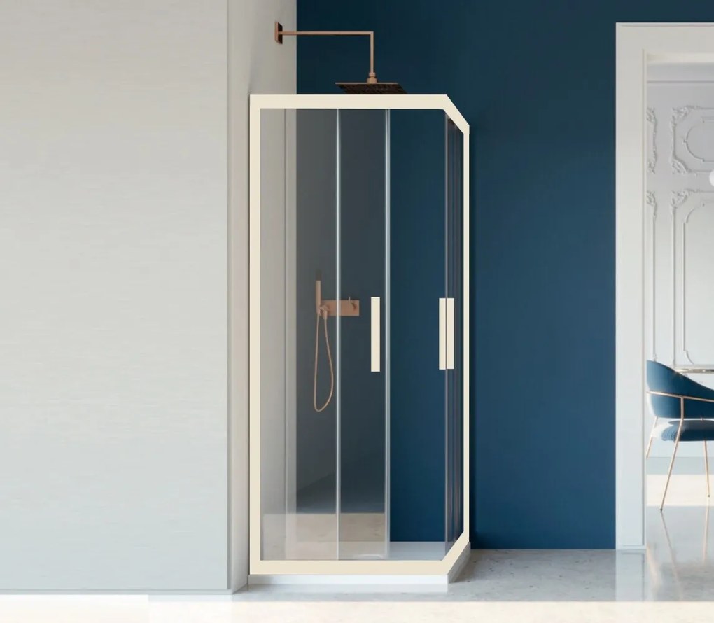 Box Doccia colorato Cristallo 6mm trasparente apertura angolare reversibile colore champagne