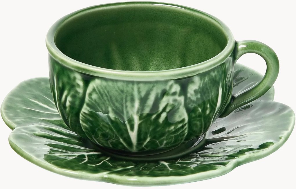 Set di 4 tazzine da caffè con piattino dipinte a mano Cabbage