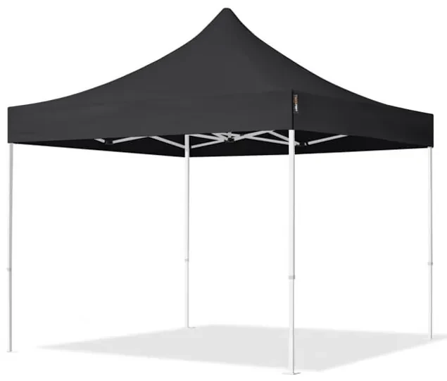 TOOLPORT 3x3m gazebo pieghevole con laterali (finestre), ECONOMY acciaio, nero - (59040)