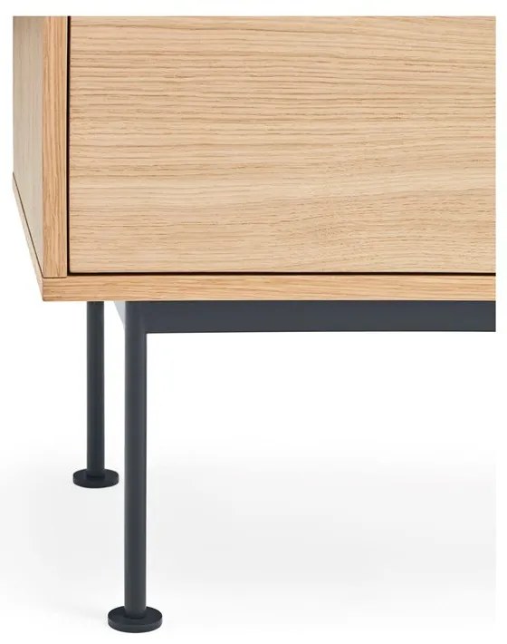 Cassettiera TV grigio antracite con impiallacciatura in rovere Yoko - Teulat