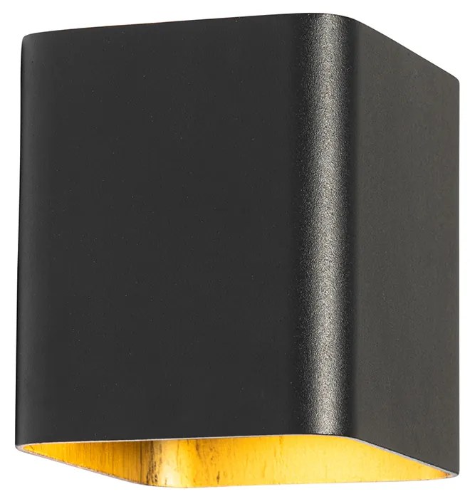 Applique da parete moderna nera con LED IP54 quadrata - Evi
