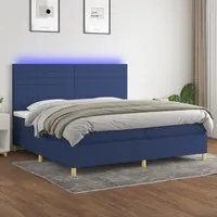 Letto a Molle Materasso e LED Blu 200x200cm in Tessuto cod mxl 34047