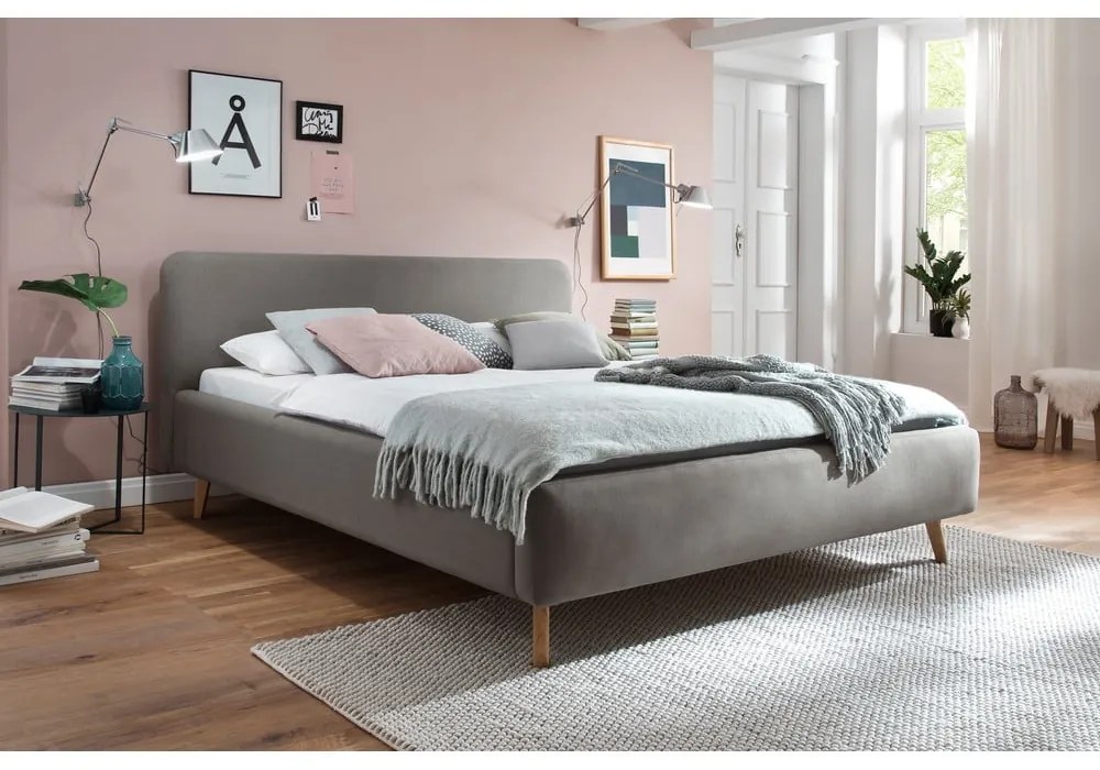 Letto matrimoniale imbottito grigio tortora rete non inclusa 180x200 cm Mattis – Meise Möbel