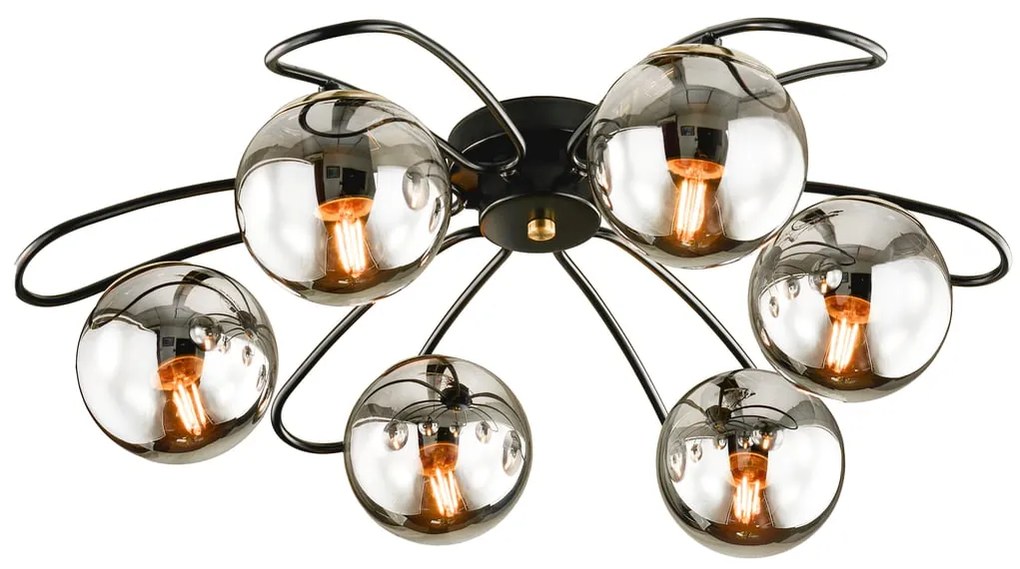 Plafoniera glamour Karin Ø 65 cm nero IP20, 6XE27