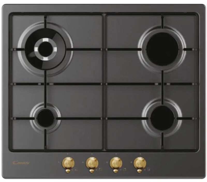 Candy CHW6BR4WGTGH Piano Cottura a Gas 4 Zone 60 cm Grigio