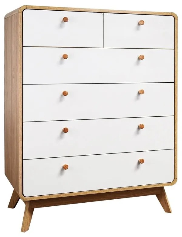 Cassettiera alta bianca con effetto rovere 81x104 cm Caitlin - Støraa