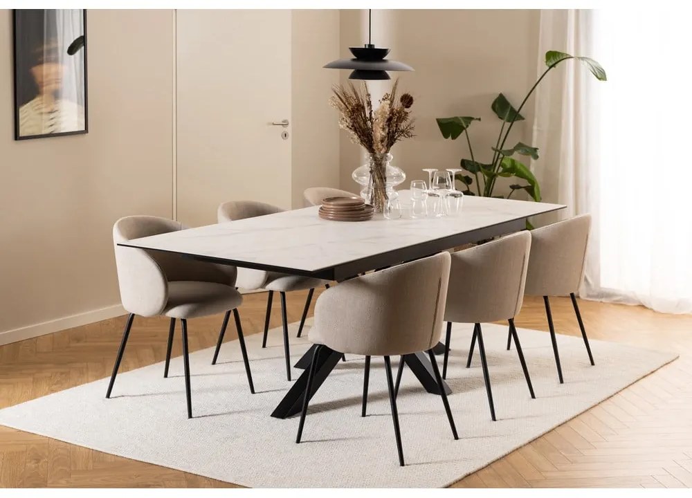 Set di sedie da pranzo color crema in imbottito 2 pz Eleanor – Actona