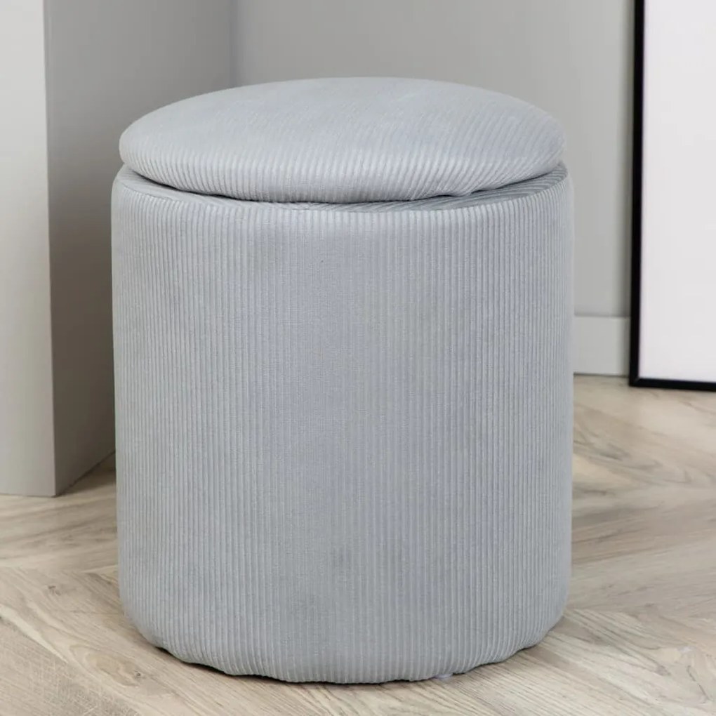 Venture home pouf limpen 32x32x40 cm velluto a coste grigio