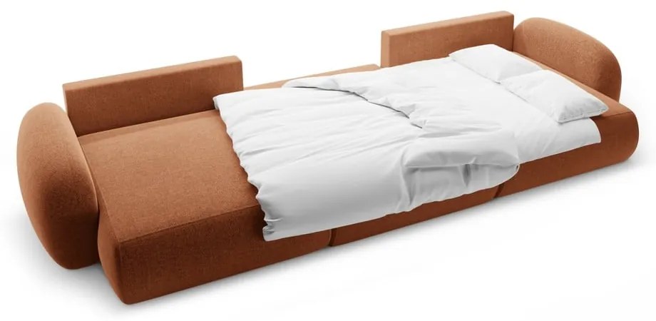 Divano angolare color mattone allungabile/con contenitore (a U) con rivestimento in ciniglia Tonale – Cosmopolitan Design