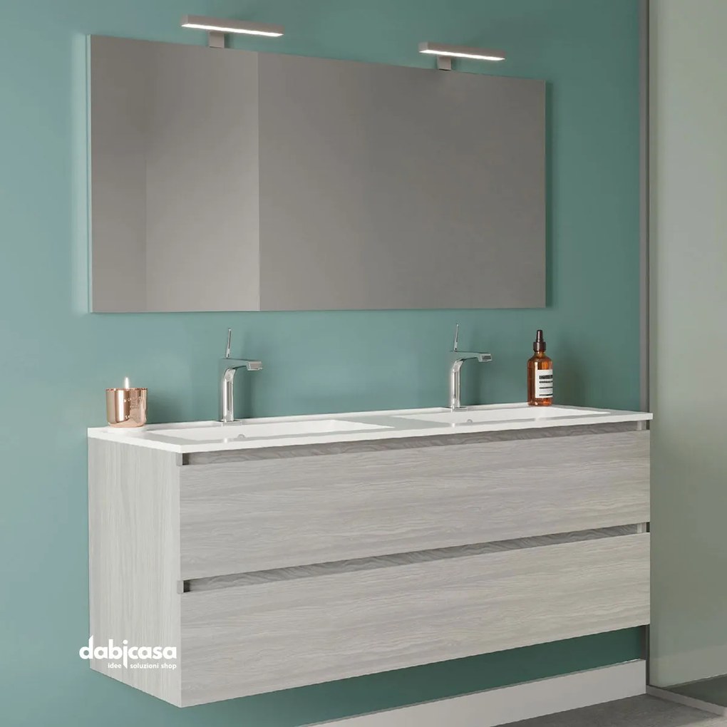 Mobile Bagno "New Harmony Classic" Sospeso da 120 cm Con 2 Cassettoni Rovere Grigio