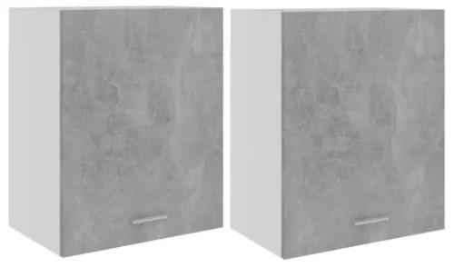 Armadi Sospesi 2 pz Grigo Cemento 50x31x60 cm in Truciolato
