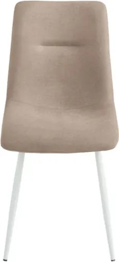 Sedia da pranzo in tessuto Tortora gambe metallo Bianco - MANDY 2 sedie