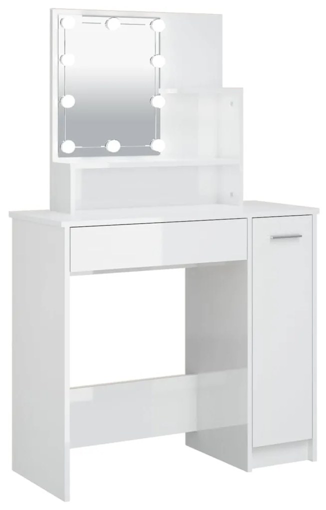 Toeletta con led bianco lucido 86,5x35x136 cm
