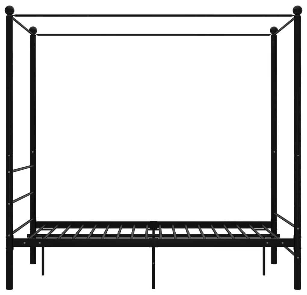 Letto a Baldacchino Nero in Metallo 140x200 cm