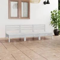 Set Divani da Giardino 3 pz Bianco in Legno Massello di Pino cod mxl 37042