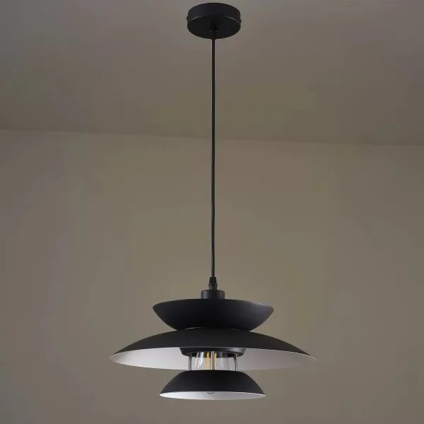 Lampadario a sospensione con filo BERIT 1xE27/20W/230V nero