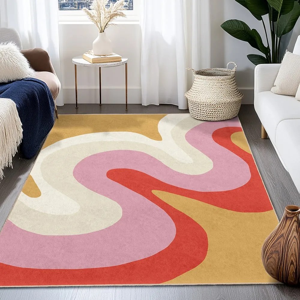 Tappeto giallo e rosa lavabile 120x180 cm Raspberry Creamsicle – Mila Home