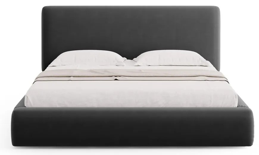 Letto matrimoniale imbottito grigio scuro con contenitore e doghe 160x200 cm Colonel - Cosmopolitan Design