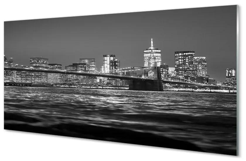Quadro vetro Panorama del ponte sul fiume 100x50 cm