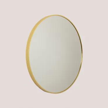 Specchio da bagno rotondo in metallo Siloh Oro Ø81 cm - Sklum