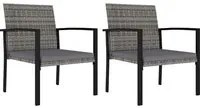 Sedie da Pranzo per Giardino 2 pz in Polyrattan Grigio cod mxl 23194