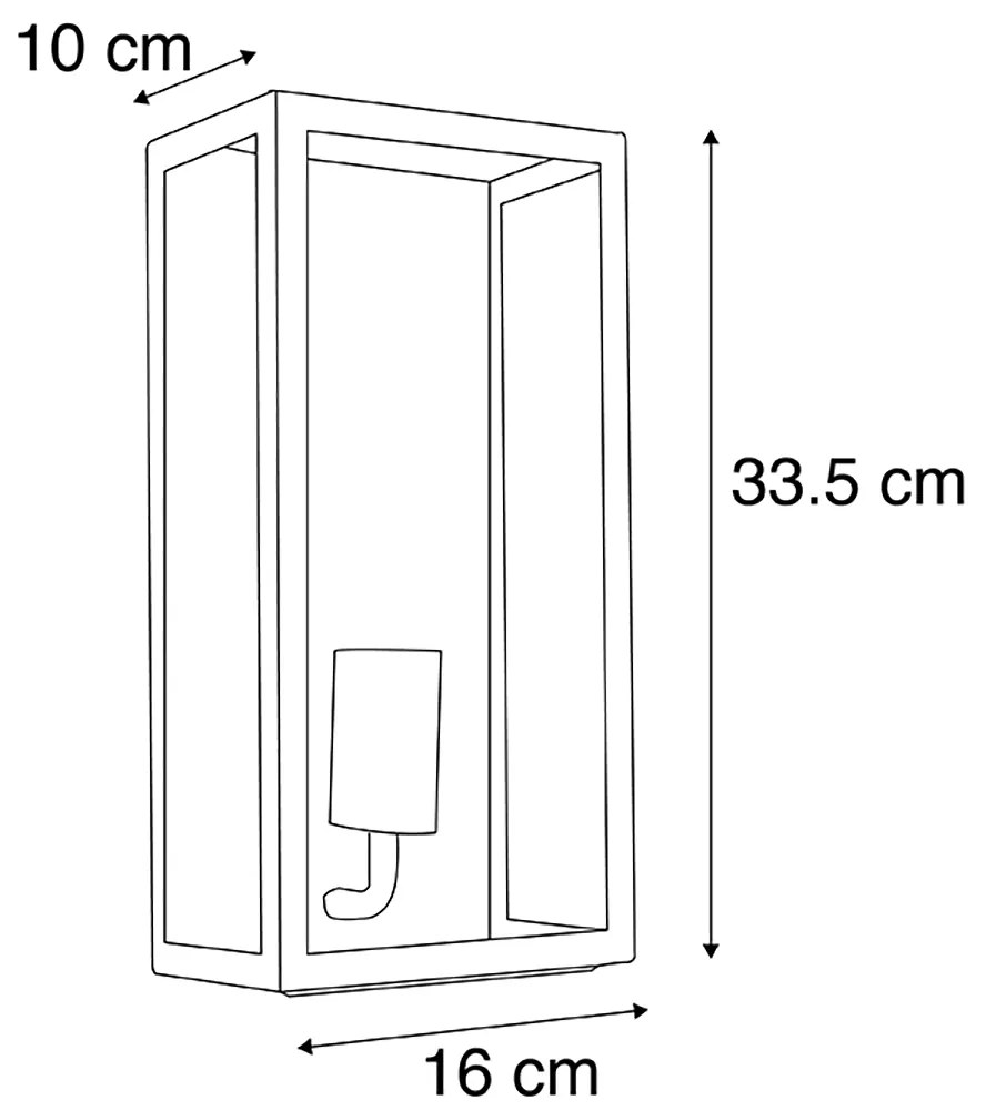 Set di 2 faretti da parete esterni neri IP44 con vetro - Rotterdam