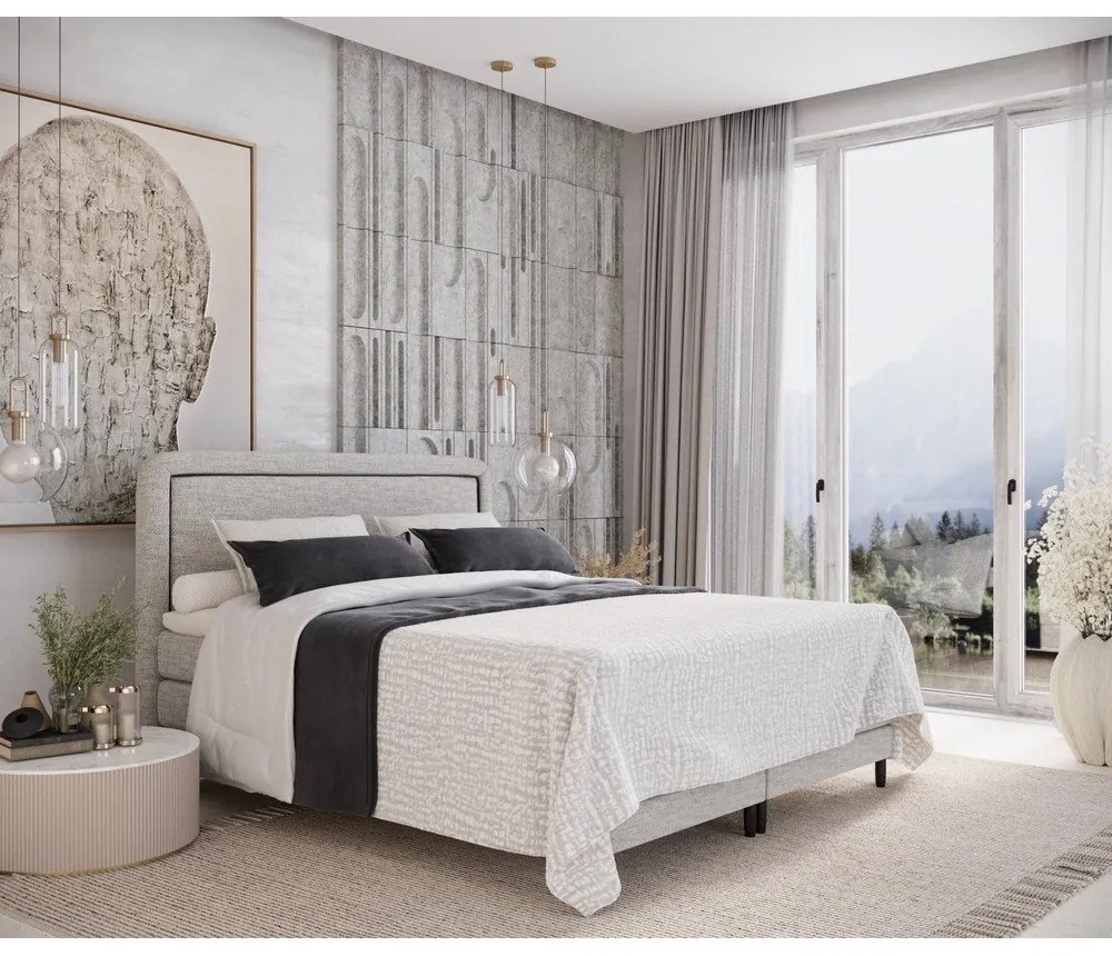 Letto boxspring grigio chiaro 180x200 cm Dove - Maison de Rêve